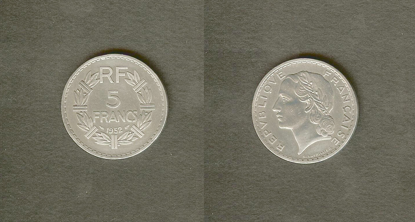 5 francs Lavrillier 1952 gVF/EF